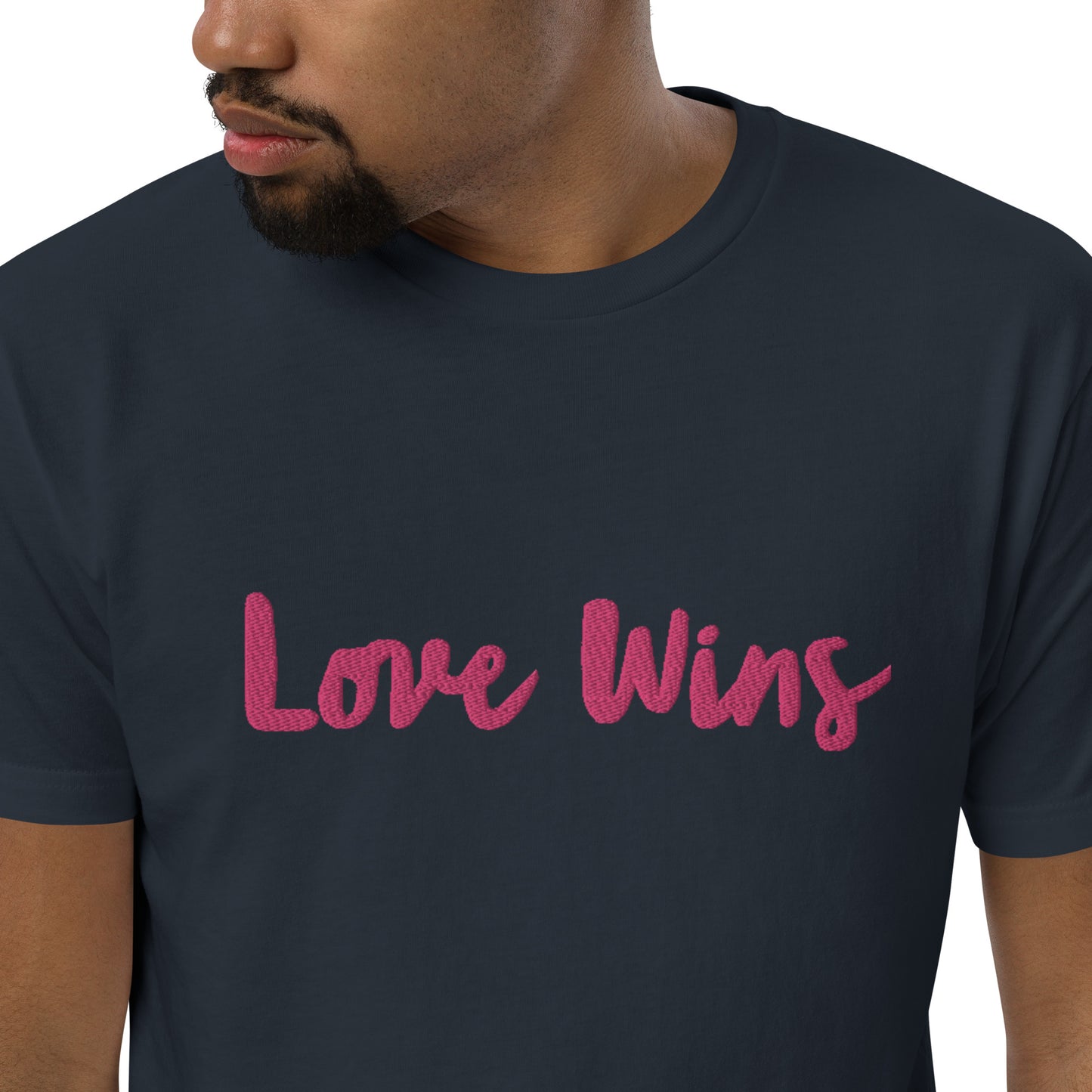 "LOVE WINS" Embroidered T-shirt (Athletic Fit)