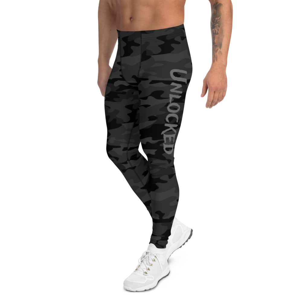 Unlocked Active Men's Compression Pants (Black Camo)