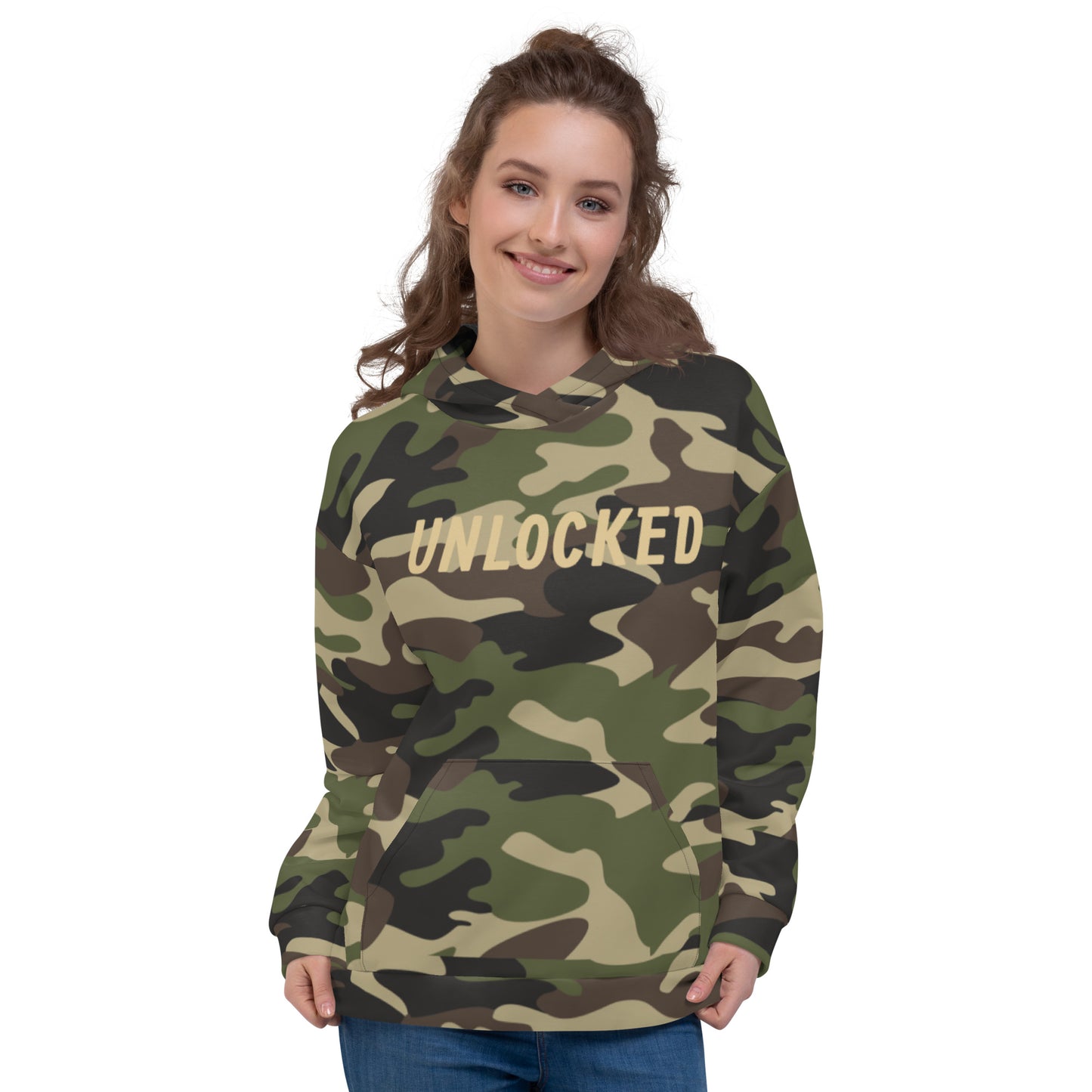 "Unlocked Green Camo" Hoodie (Athletic Fit/Rad Soft Feel)
