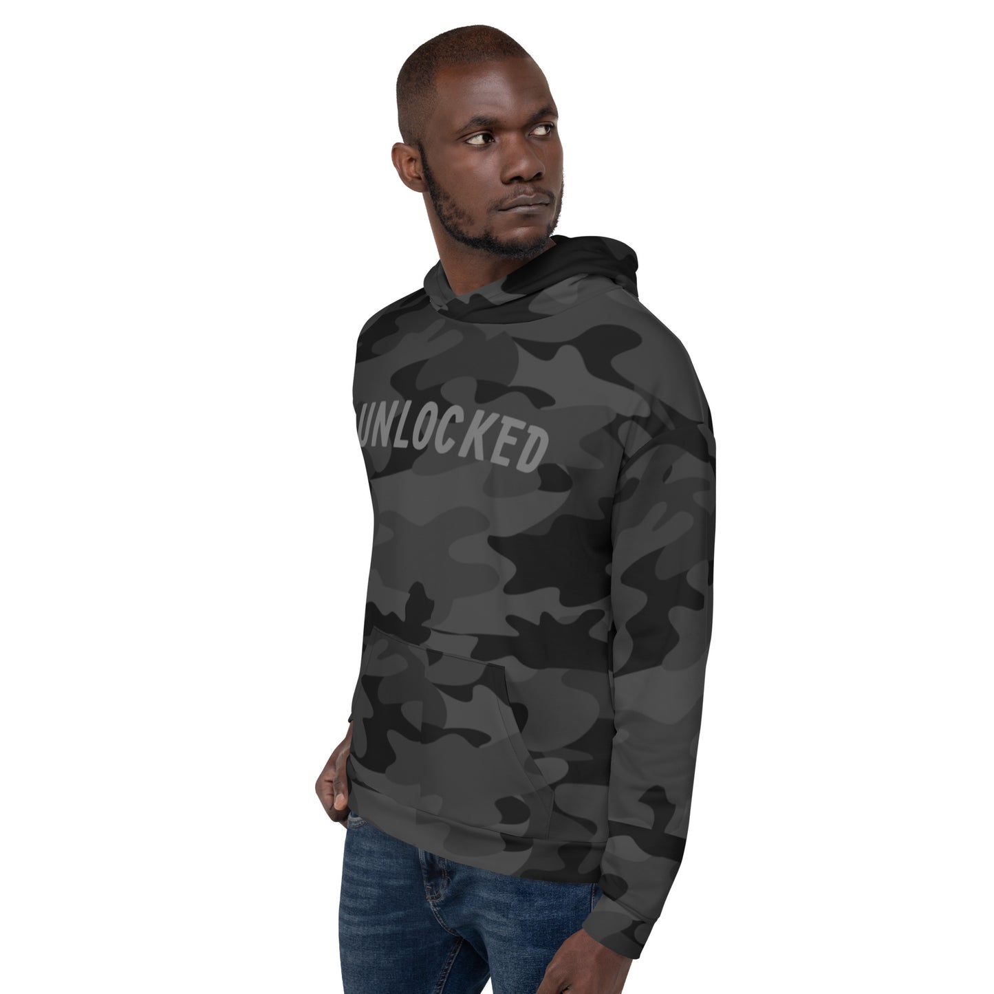 Unlocked Black Camo Hoodie (Athletic Fit)