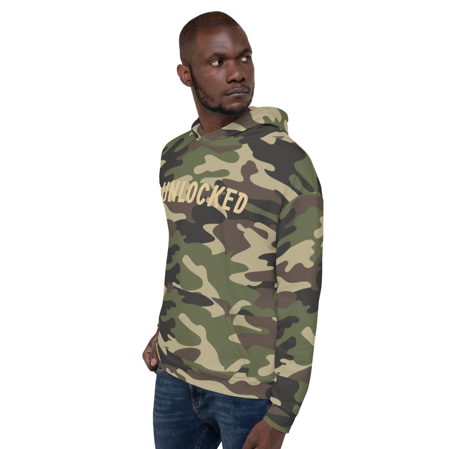 "Unlocked Green Camo" Hoodie (Athletic Fit/Rad Soft Feel)