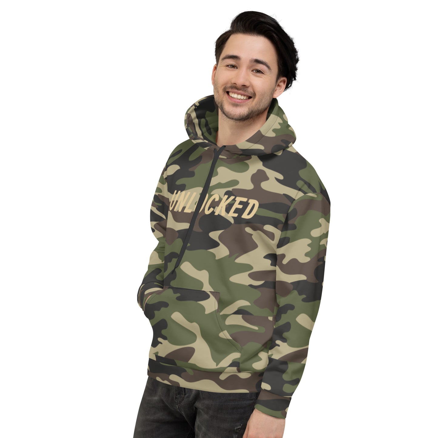"Unlocked Green Camo" Hoodie (Athletic Fit/Rad Soft Feel)