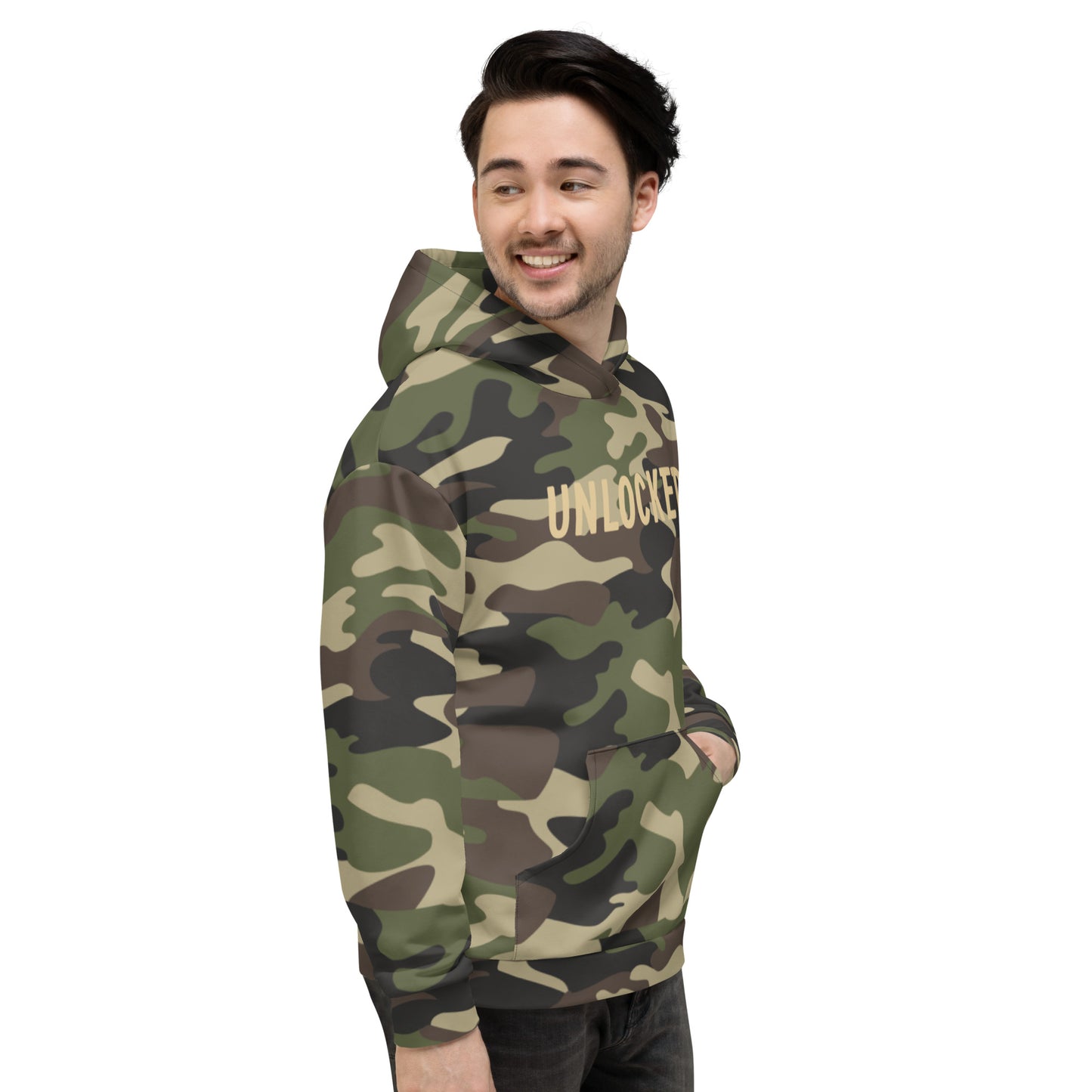 "Unlocked Green Camo" Hoodie (Athletic Fit/Rad Soft Feel)