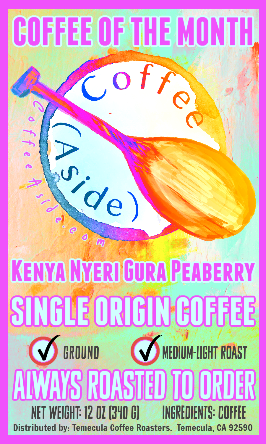 October Coffee of the Month, Kenya Nyeri Gura Peaberry; 12oz. [FREE SHIPPING]