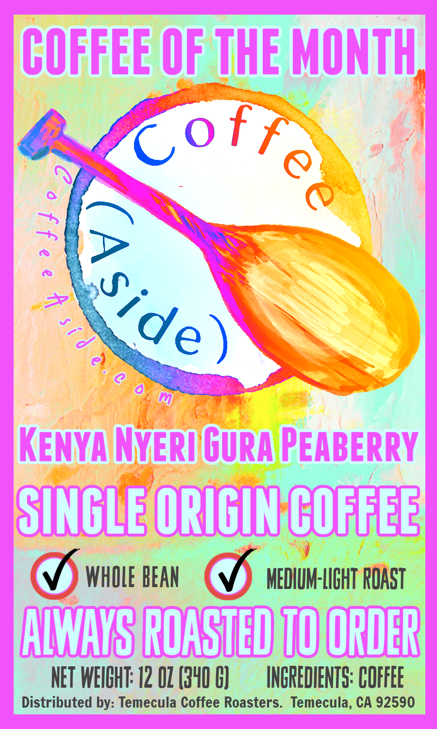 October Coffee of the Month, Kenya Nyeri Gura Peaberry; 12oz. [FREE SHIPPING]