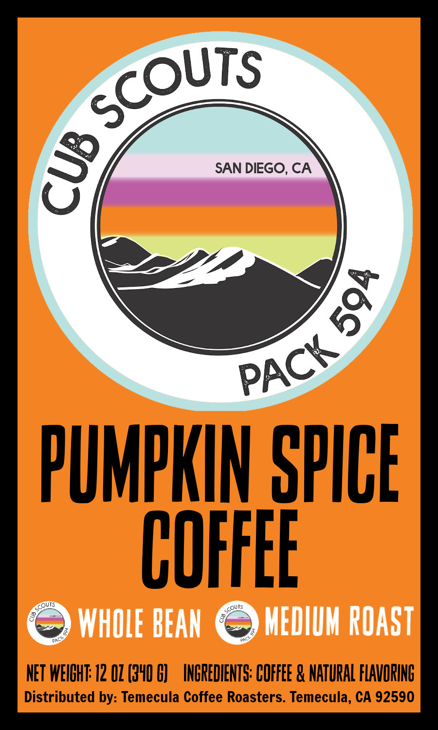 Pumpkin Spice (Whole Bean); 12oz; [Cub Scout Pack 594]
