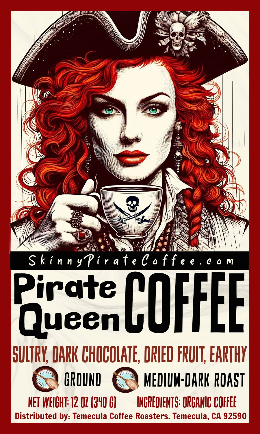 Fairtrade® Organic "Pirate Queen" (Sumatra); 12oz. [FREE SHIPPING]