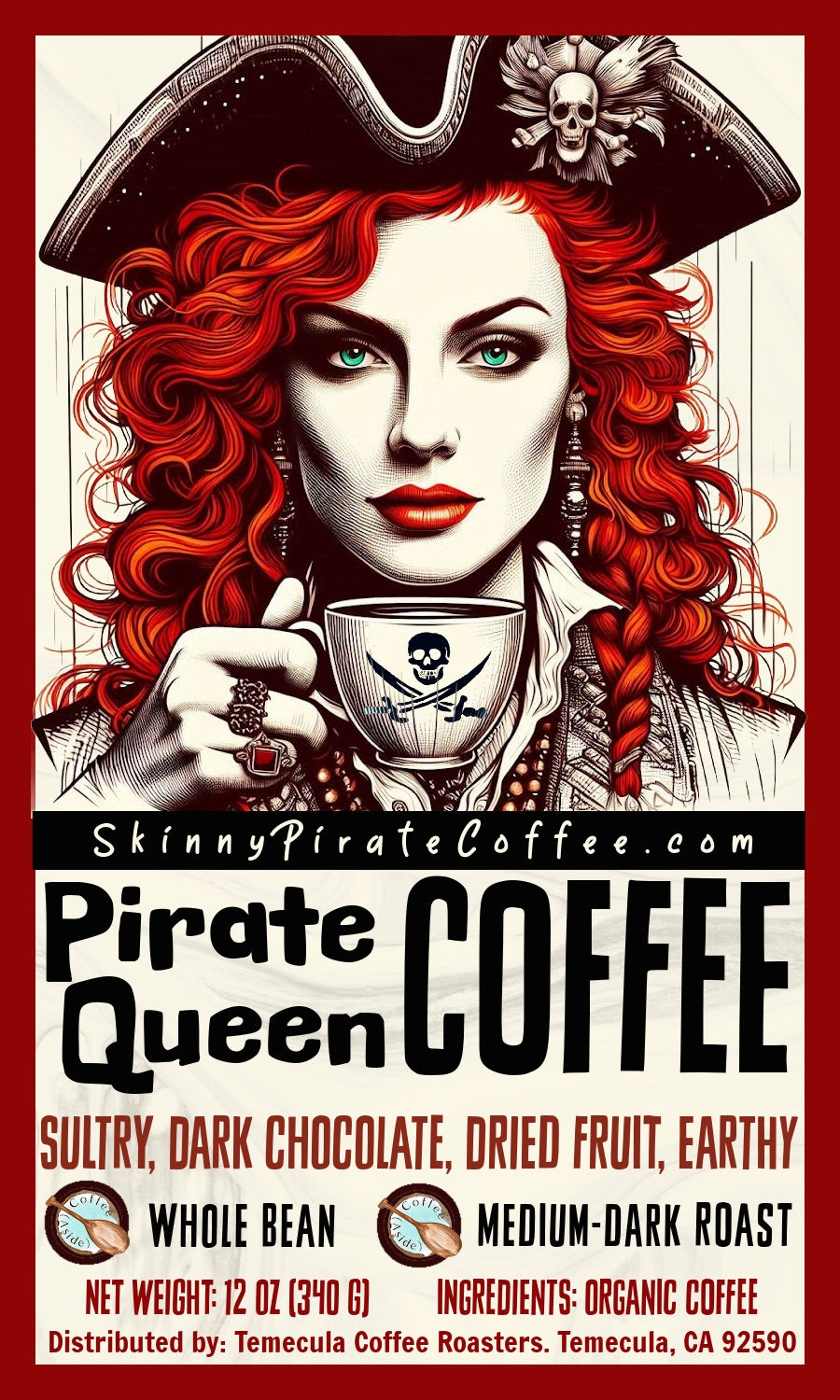 Fairtrade® Organic "Pirate Queen" (Sumatra); 12oz. [FREE SHIPPING]