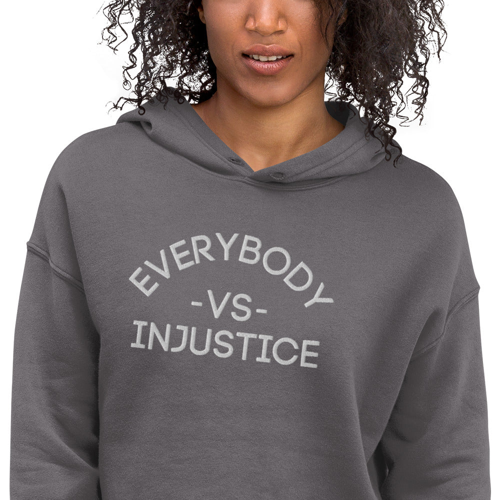 "Everybody VS Injustice" Embroidered Crop Hoodie